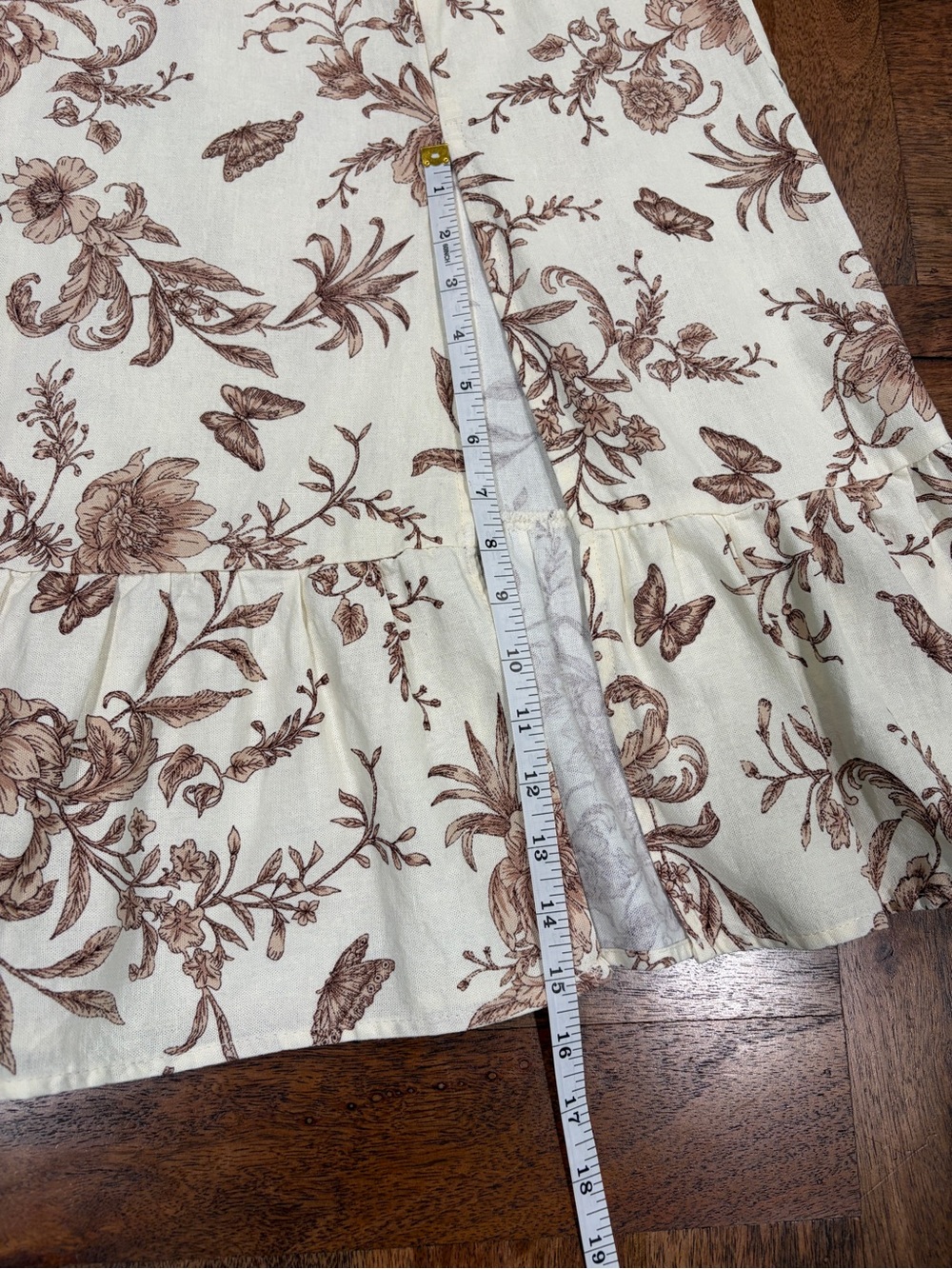 London Times Women’s Cream Maxi Dress with Brown Floral Print and Slit Sz 12 - Picture 14 of 14